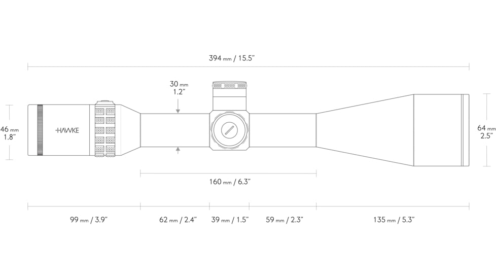 Hawke Sport Optics Sidewinder 30 SF Rifle Scope, 8-32x56mm, 30mm Tube, Second Focal Plane, 20x 1/2 Mil Dot + Reticle, Red, MRAD Adjustment, Black, 17270