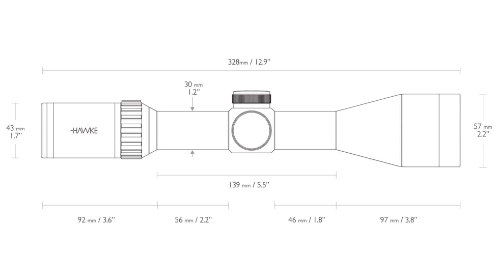 Hawke Sport Optics Vantage 2.5-10x50mm, 30mm Tube, Fiber Dot 1/4 MOA Reticle, Black, 14530