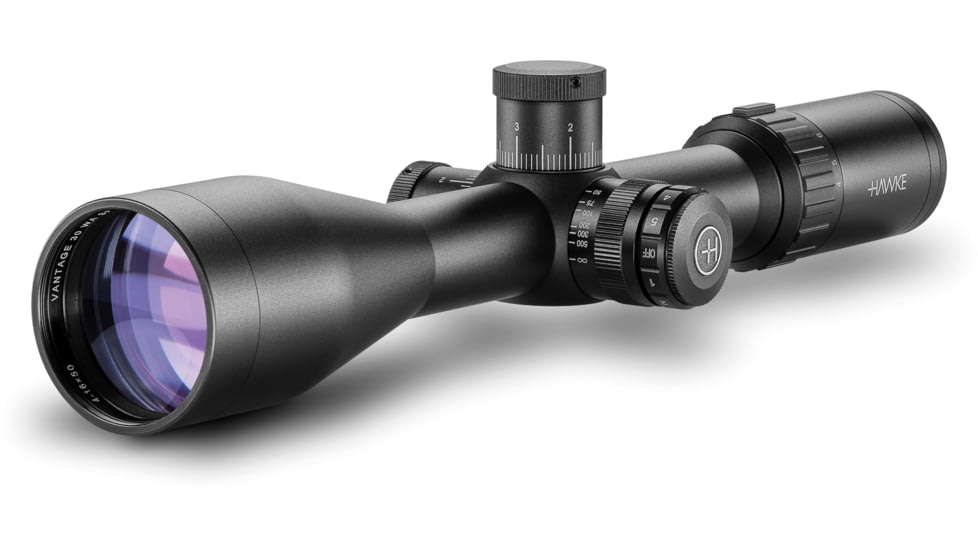 Hawke Sport Optics Vantage 30 Rifle Scope, 4-16x50mm SF, 30mm, SFP, 10x Half Mil Dot Reticle, Black, 14296
