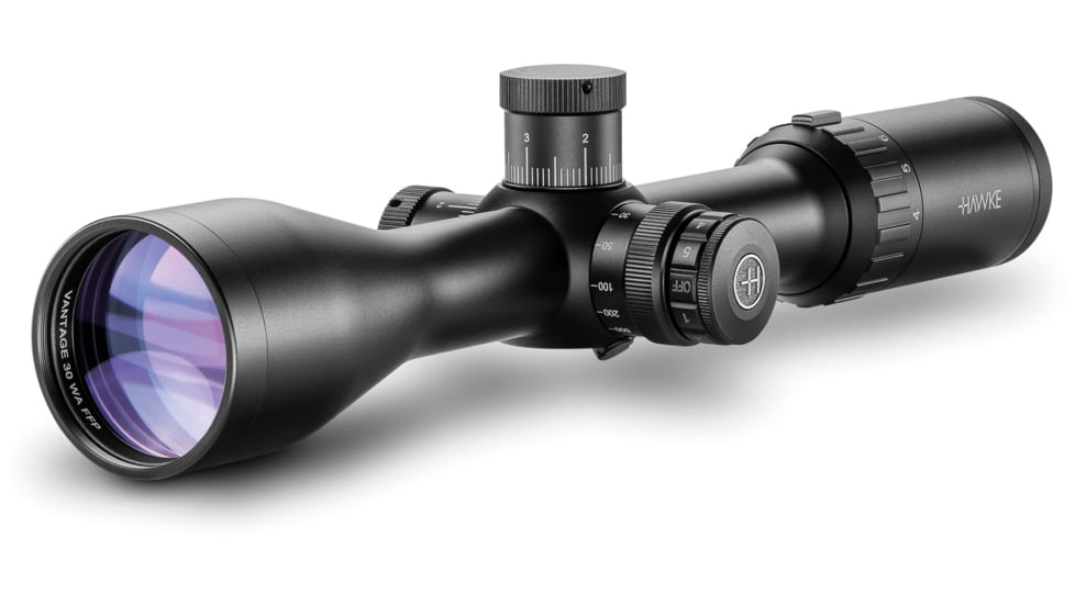 Hawke Sport Optics Vantage Rifle Scope, 4-16x50mm SF, 30mm, FFP, Half Mil Dot IR Reticle, Black, 14300