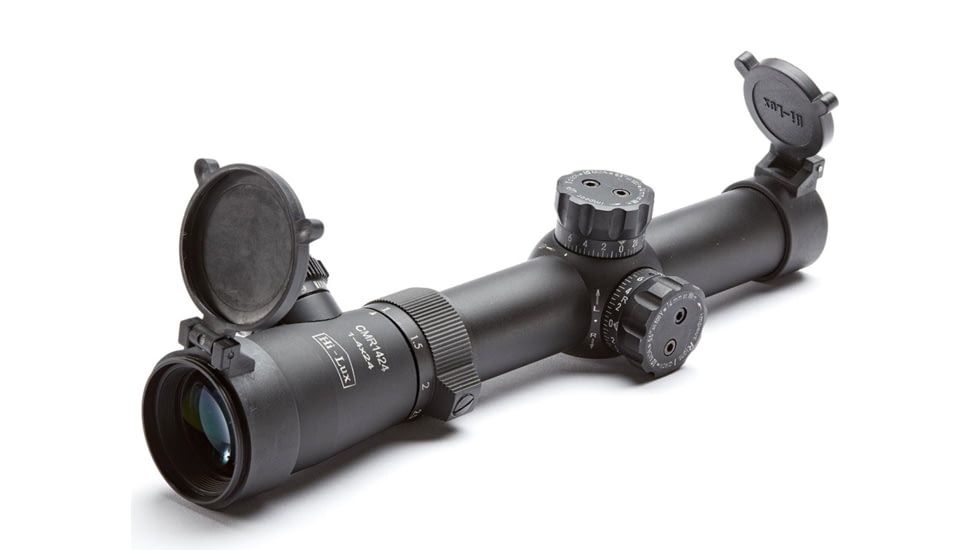Hi-Lux Optics CMR Illuminated Tactical Rifle Scope, 1-4x24mm, 30mm Tube, Second Focal Plane, Illuminated 122 Grain 7.62X39R Green BDC Reticle, Black, CMR-AK762