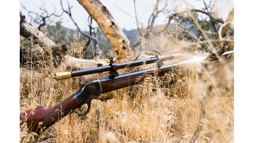 Hi-Lux Malcolm 6x Short Telescopic Rifle Scope, 18in, 3/4 Tube, Fine Cross Reticle with Micrometer Mount and Bases, Matte, Two-Tone Black/Brass, M634181B