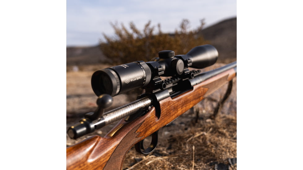 Hi-Lux Optics Sporter 3-12x44mm Rifle Scope, 1in Tube, Side Focus, 1/4 MOA Capped Turrets, Duplex Reticle, Matte Black, SPG312X44D