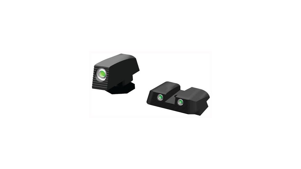 Hiviz Tritium Nitesight Set for Glock 45 ACP/10mm/45 GAP, Green W/White Outline, GLN129
