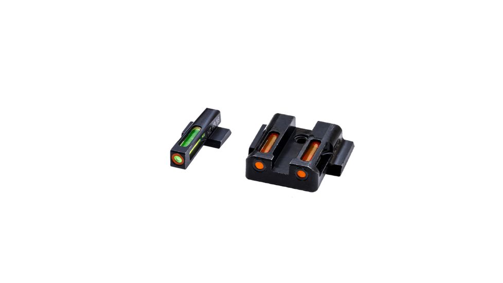 HiViz Litewave H3 Tritium/Litepipe Sight Set, S&amp;W Shield 9mm, S&amp;W .40, S&amp;W .45, Black, Green/Orange Litepipes w/ Orange Front Ring, MPSN621