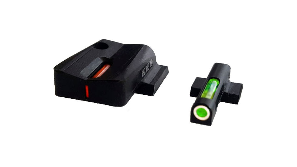 USED HiViz Litewave H3 Tritium/Litepipe Sight Set, S&amp;W Shield 9mm, S&amp;W .40, S&amp;W .45, Black, Green/Orange Litepipes w/ White Front Ring, MPSN421, EDEMO2, Condition Fair, Other