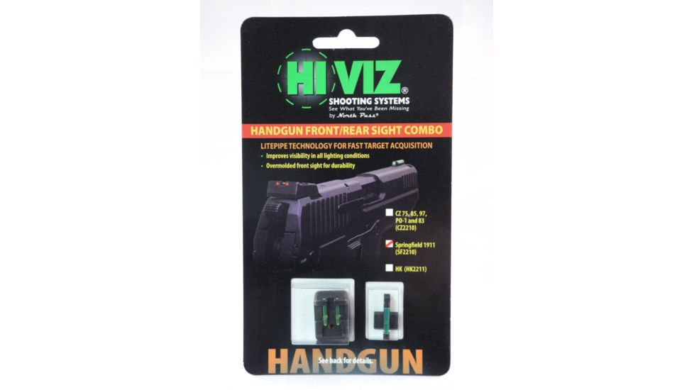Hiviz SF2210-G, Springfield 1911 Front/Rear Combo Pack, Green SF2210-G