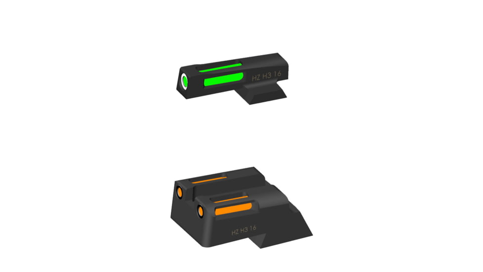 HiViz Staccato Handguns LiteWave H3 Tritium/LitePipe Day/Night Sight, Green/Orange with White Front Ring, STIN421
