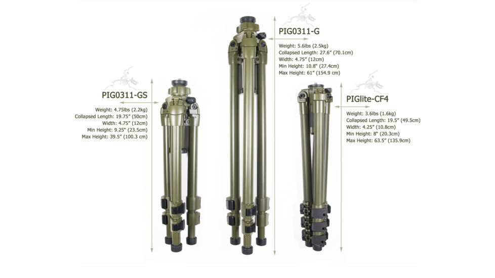 Hog Saddle PIGlite-CF4 Carbon Fiber Shooting Tripod