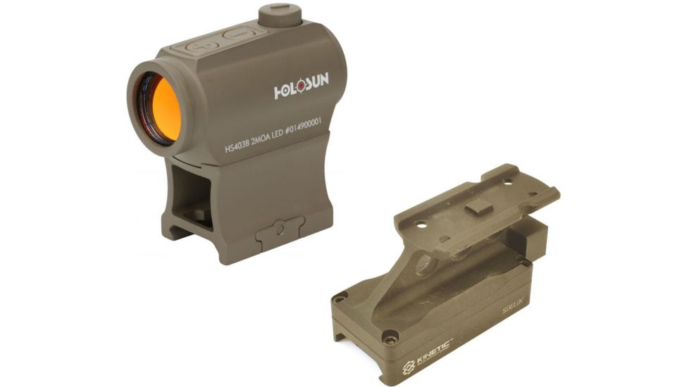 Holosun HE403B-GR Elite Red Dot Sight w/Kinetic Development SIDELOK Aimpoint Micro Mount Lower 1/3 Co-Witness, Flat Dark Earth