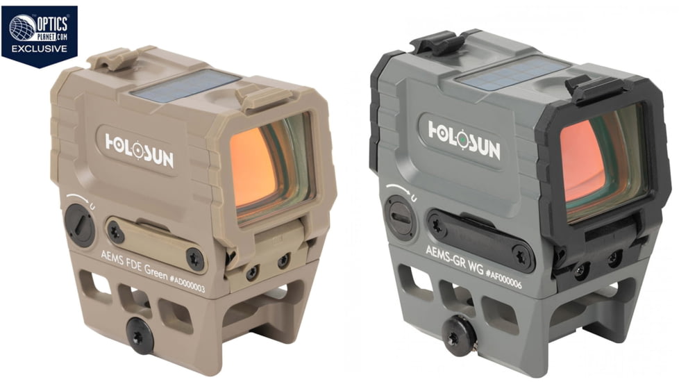 Holosun OPMOD AEMS 1x Red Dot Sight, Flat Dark Earth, Wolf Grey