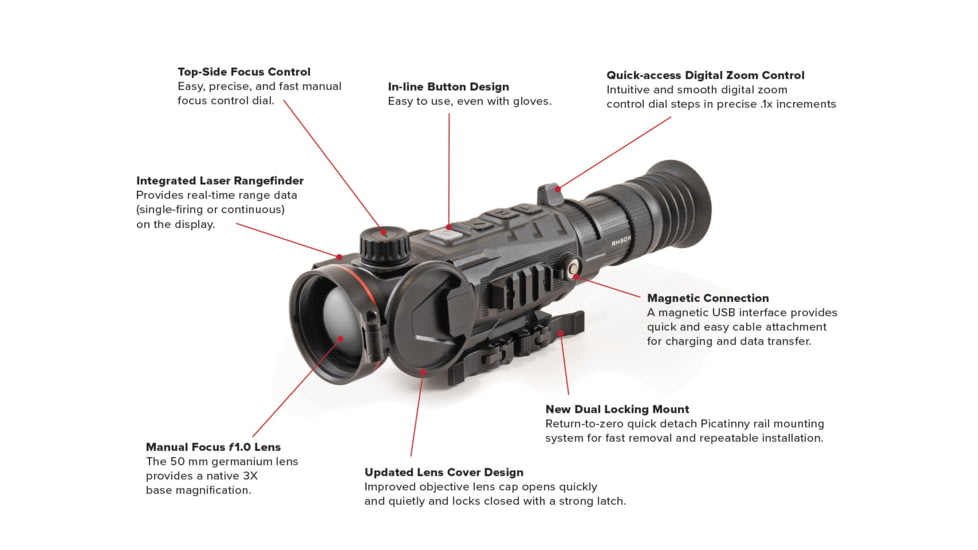 InfiRay Outdoor 3x 50mm RICO Mk2 LRF Thermal Weapon Sight, 640x513, 60 Hz, Black, IRAY-RH50R
