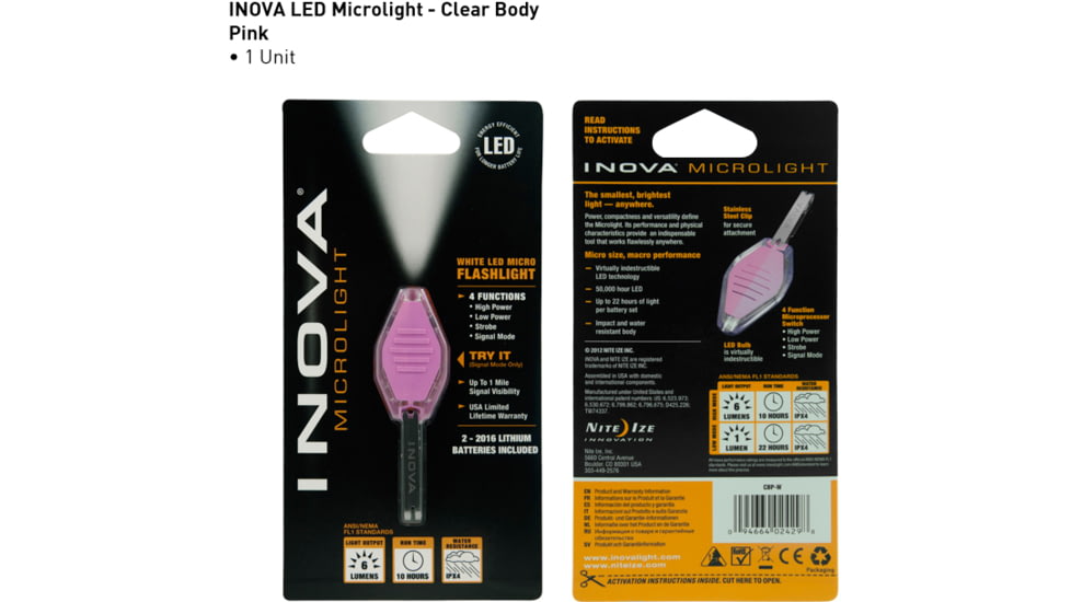 Inova Clear/Pink Body Base White LED Keychain Light CBP-W
