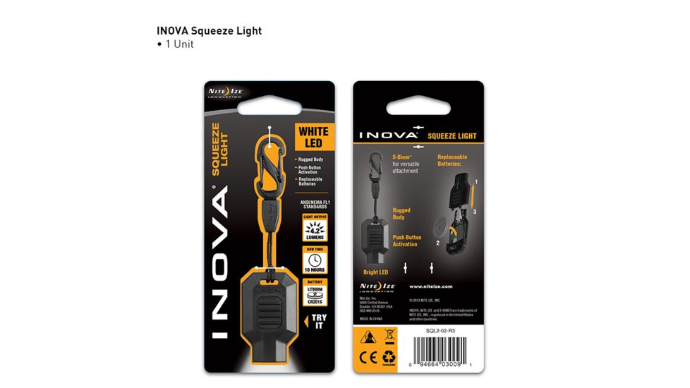 Inova Squeeze LED Keychain Light, White SQL2-02-R3