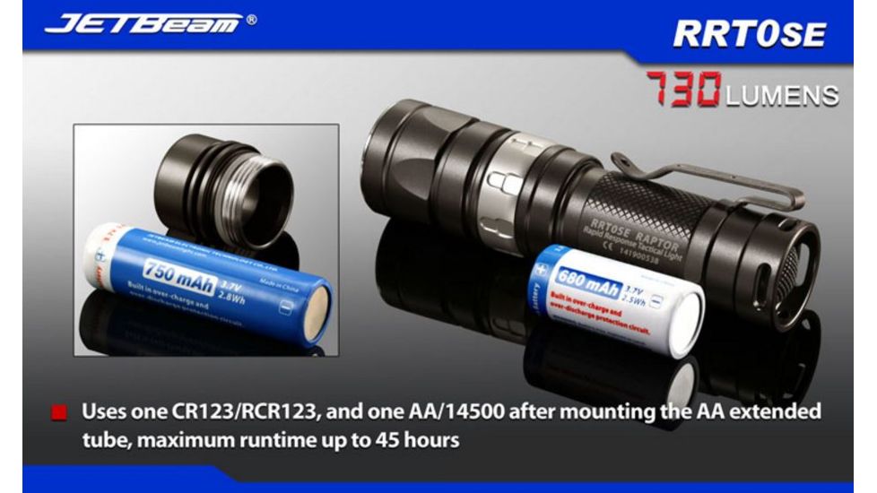 JETBeam RRT0SE LED Flashlight,Gray,730 Lumens JETBEAM-RRT-0SE-XML2