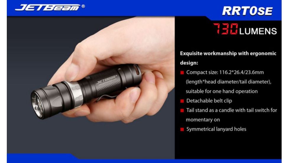 JETBeam RRT0SE LED Flashlight,Gray,730 Lumens JETBEAM-RRT-0SE-XML2