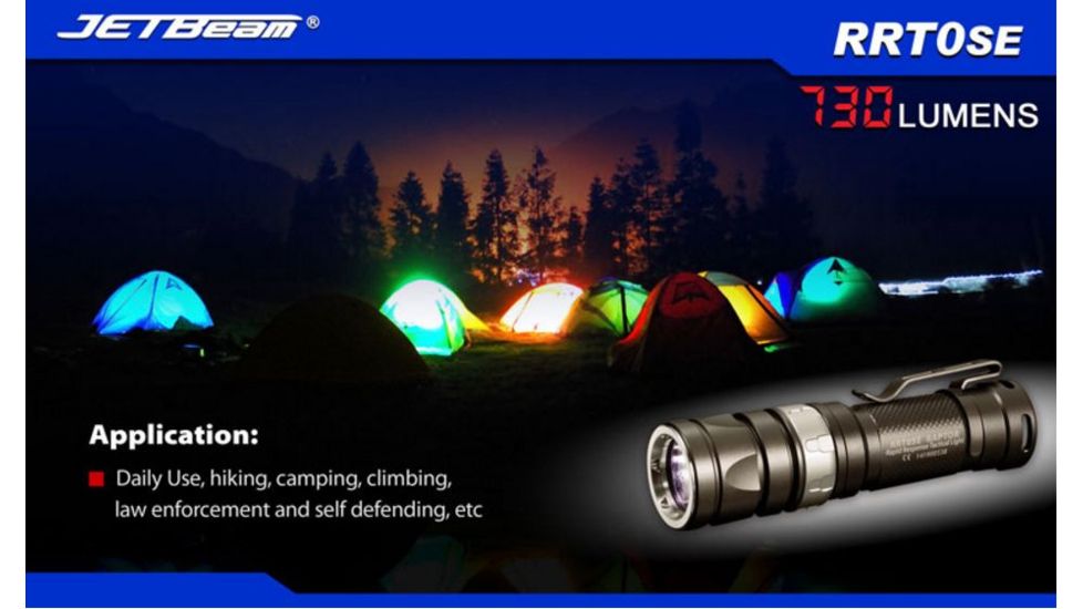 JETBeam RRT0SE LED Flashlight,Gray,730 Lumens JETBEAM-RRT-0SE-XML2