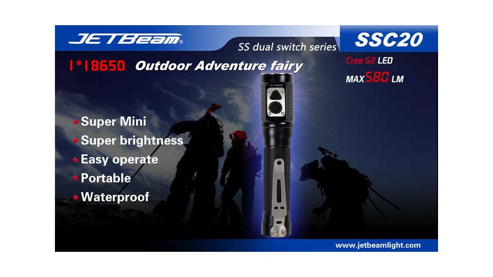 JETBeam SSC20 2xCR123A 580 Lumens Dual Switch LED Flashlight JETBEAM-SSC20-G2