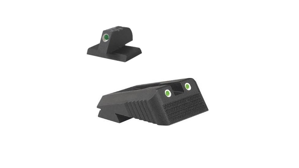 Kensight Serrated Blade Fixed Tritium Pistol Night Sight, Kimber, Rear/Front, Green w/White Outline, Black, 960222
