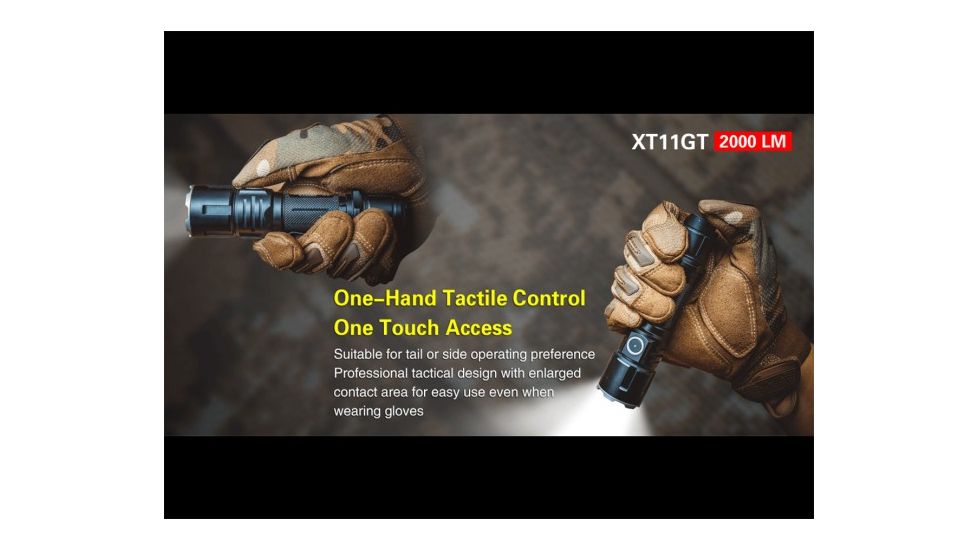 Klarus XT11GT Rechargeable Tactical Flashlight - 2000 Lumens, Black, KLARUS-XT11GT