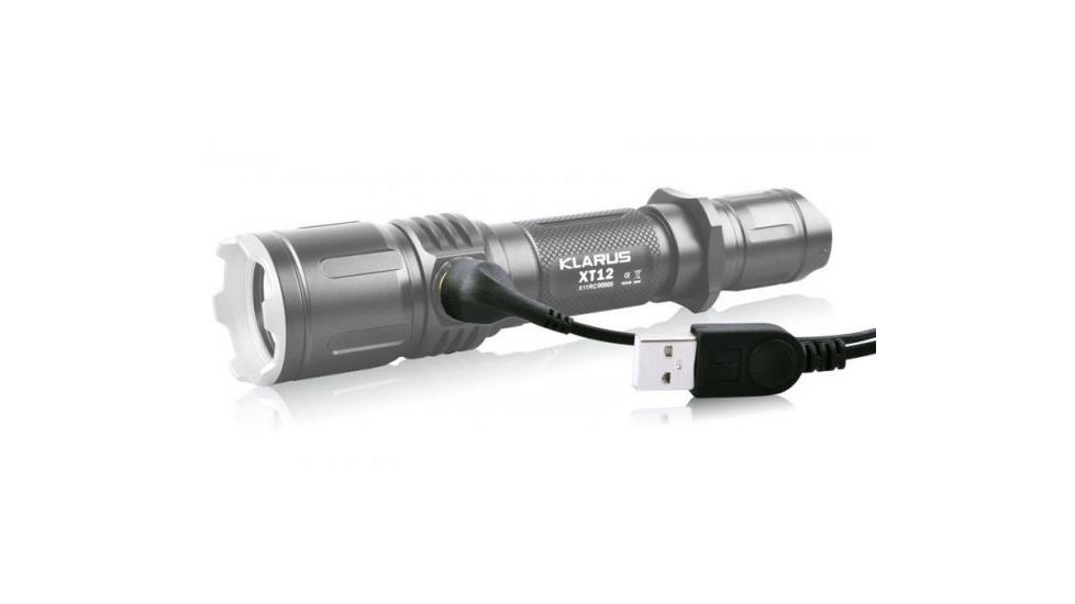 Klarus XT12 Rechargeable LED Flashlight, w/CREE, U2 LED, 930 Lumens, w/ 2xCR123A or 1x18650, Grey KLARUS-XT12-XML2-GREY