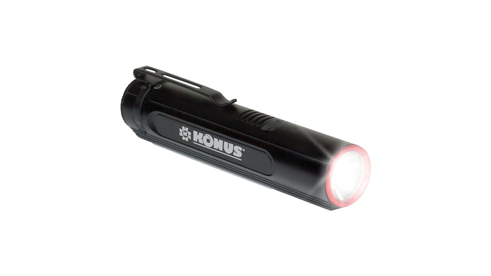 Konus KonusLight 2K LED Flashlight w/Side Lantern, 18650 Li-ion Rechargeable, White, 500/1000/2000 Lumens, Black, 3930