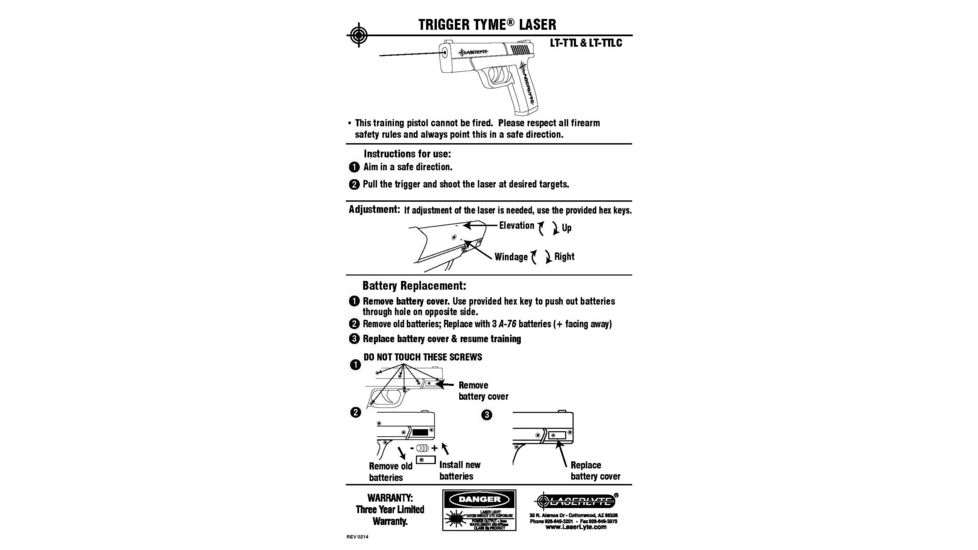 LaserLyte Trainer Target Quick Tyme Kit, TLB-LQD