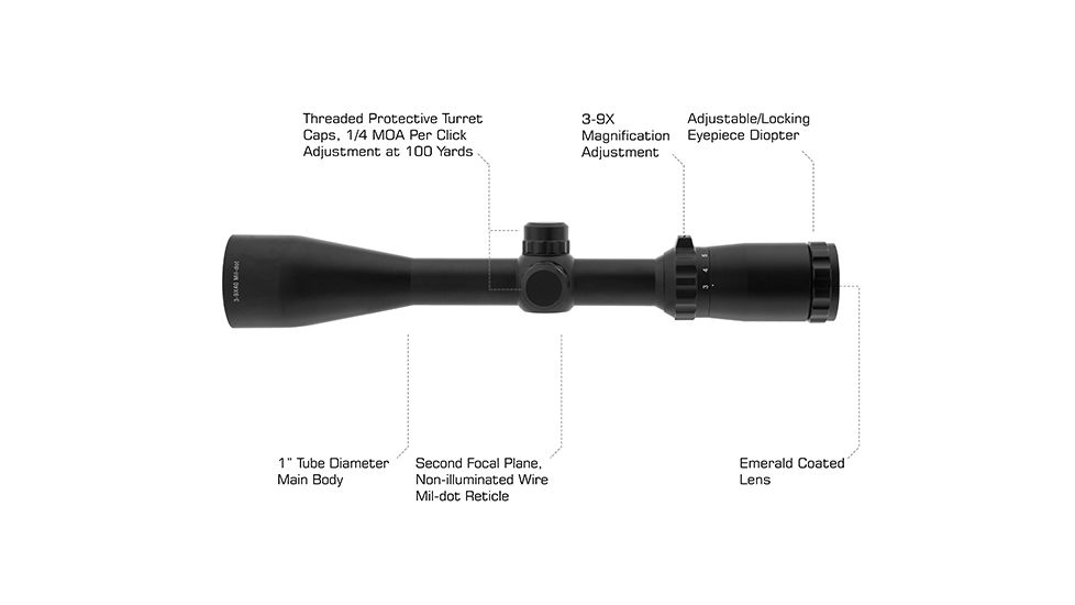 Leapers True Hunter Classic Rifle Scope, 3-9x40mm, 1inch Tube, Second Focal Plane, Wire Mil-dot Reticle, Matte Black, SCP-3940EW