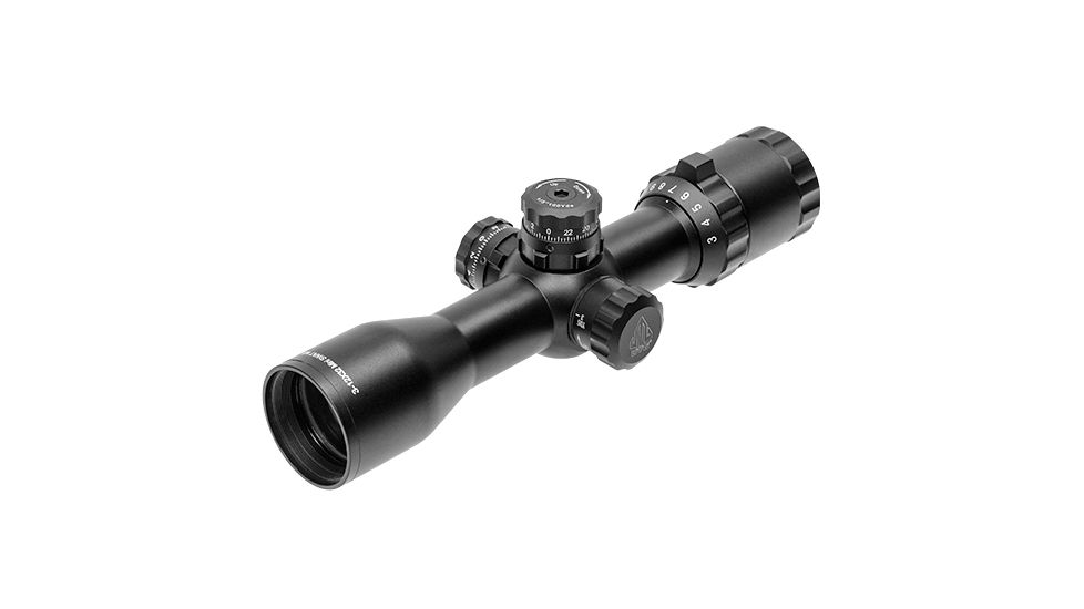 Leapers UTG 3-12x32 BugBuster Rifle Scope, 1in, Side AO, Mil-Dot, QD Rings, Black, SCP-M312AOWQ