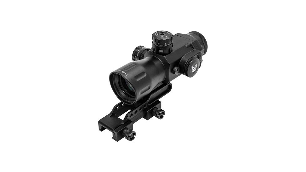 Leapers UTG Compact Prismatic 4X32 T4 Scope, 36-Color, Etched Glass T-Dot Reticle, SCP-T4IETDQ