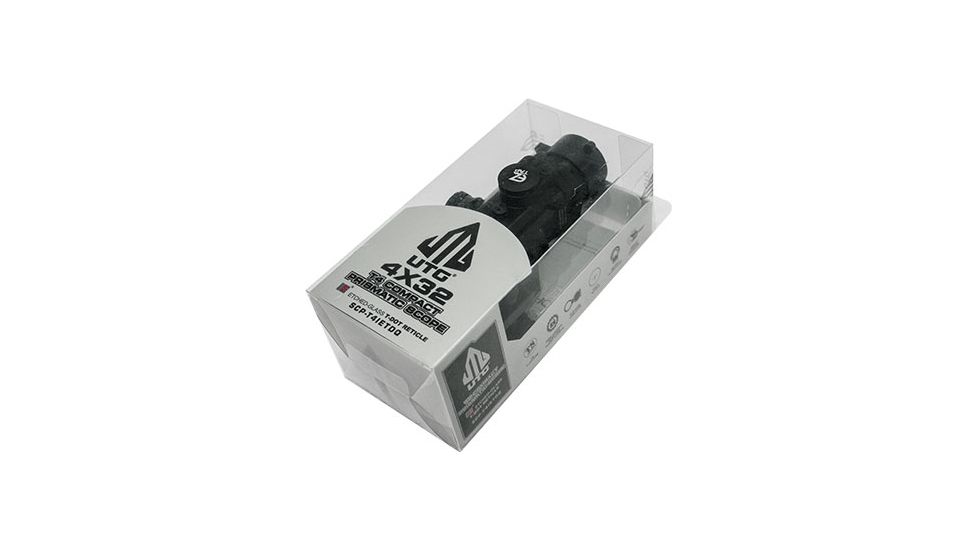 Leapers UTG Compact Prismatic 4X32 T4 Scope, 36-Color, Etched Glass T-Dot Reticle, SCP-T4IETDQ
