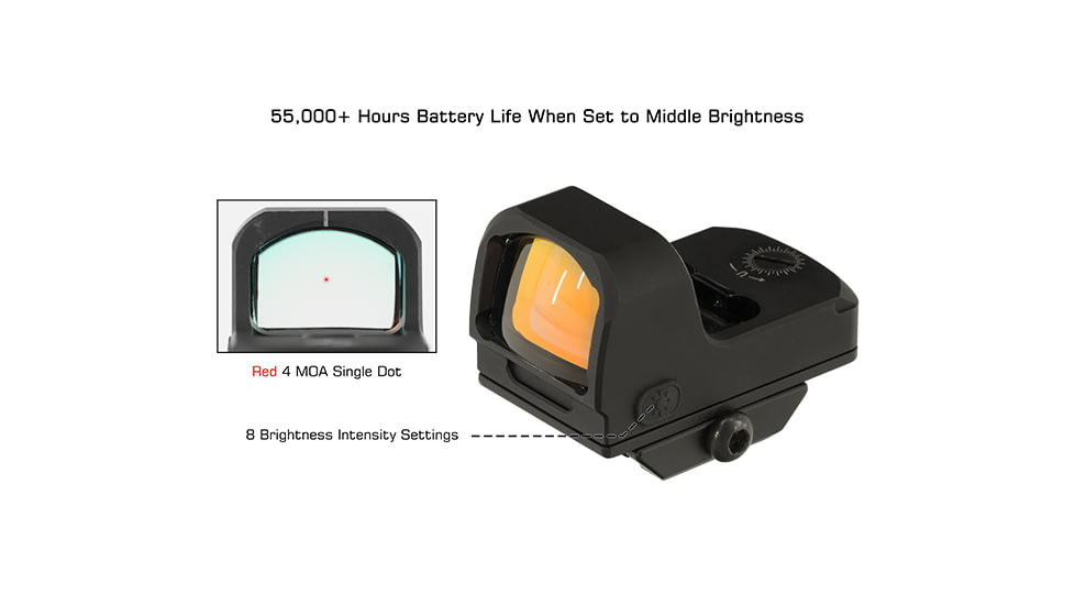 Leapers UTG OP3 Micro Red Dot Sights - Reflex, Red 4 MOA Single Dot, Adaptive Base, Black, OP-RDM20R