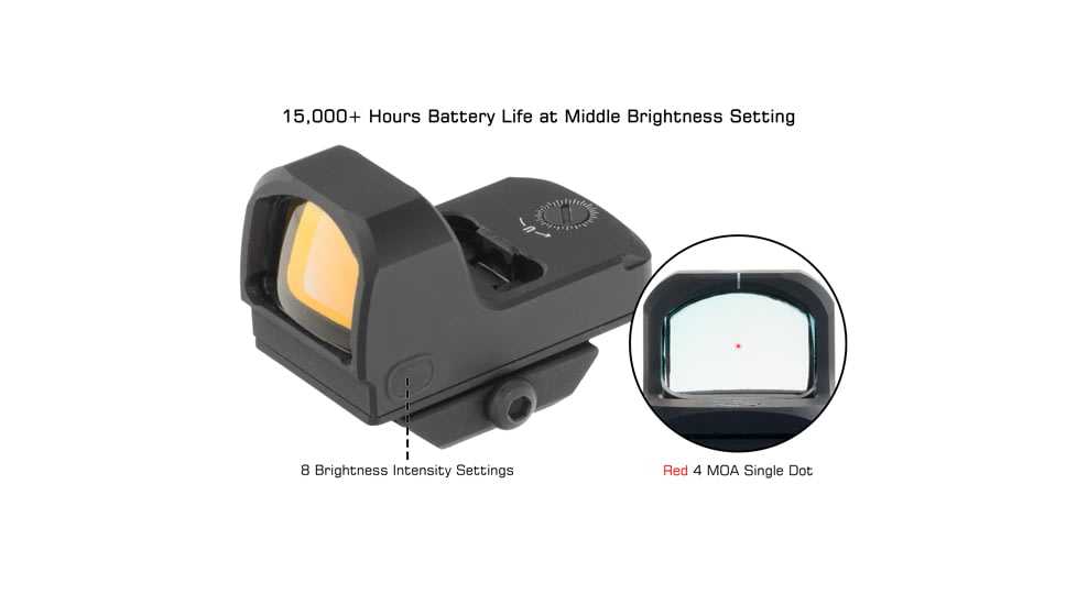 Leapers UTG OP3 Micro SL, Red 4.0 MOA Single Dot Reticle, Black, OP-RDM20CT