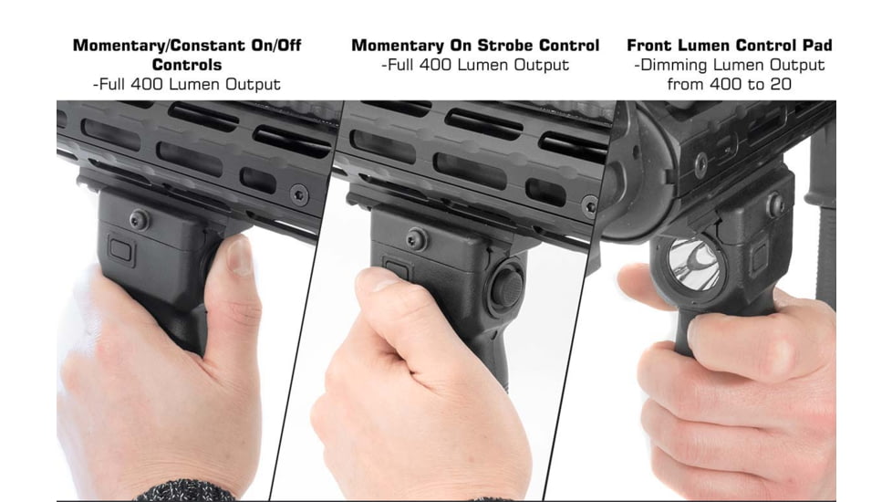 Leapers UTG Pro Polymer Grip Weapon Lights, 400 Lumen, Black, MT-EL223GX