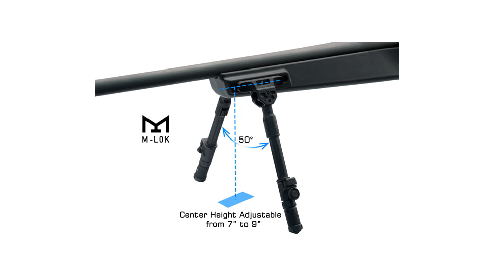 Leapers UTG Recon Flex II Bipod, 7in-9in Center Height, M-LOK, Black, TL-BPDM03