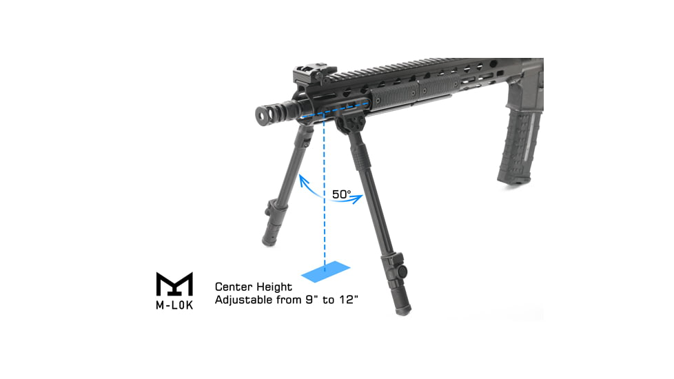 Leapers UTG Recon Flex II M-LOK Bipod, Center Height 9 in-12 in, Black, TL-BPDM04