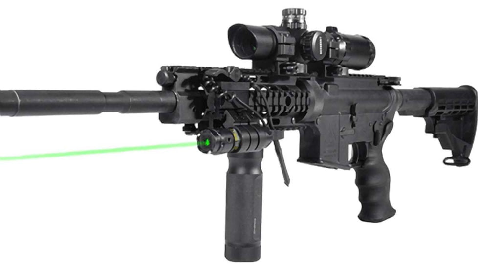 Leapers UTG W/E Adjustable Compact Green Laser with Rings, Black, SCP-LS279