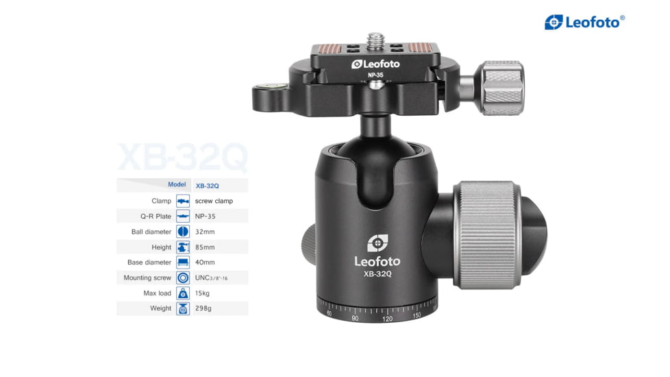 Leofoto LX-225CT/XB-32Q Reversible Travel Tripod w/ Ball Head Set, Black, LX-225CT+XB-32Q