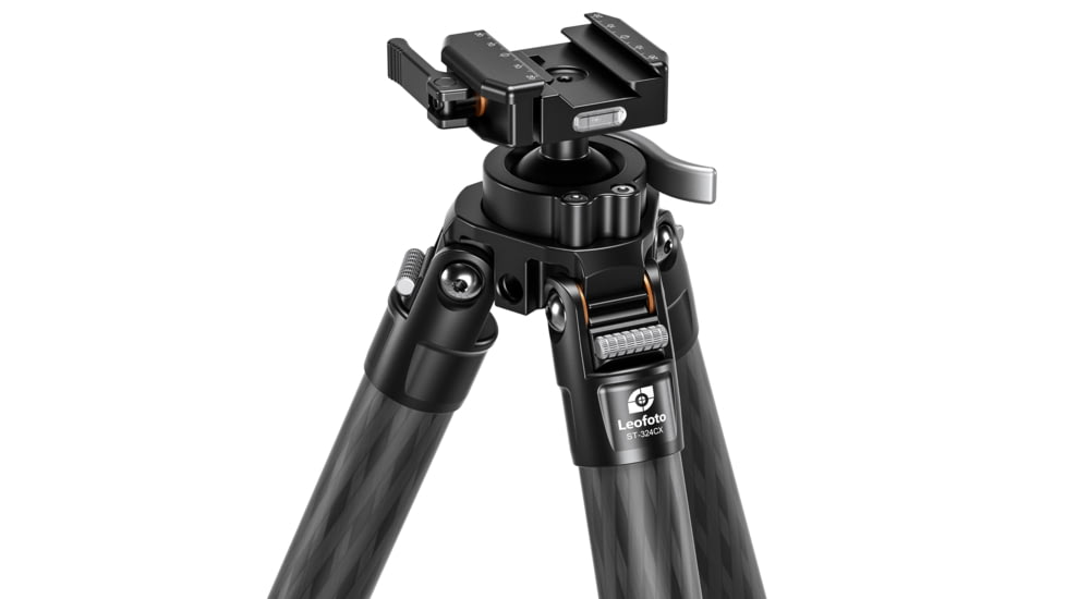 Leofoto ST-324CX Outdoors Tripod w/ Integrated Lever-Control Ballhead&amp;Lever-Release Clamp, Black, ST-324CX