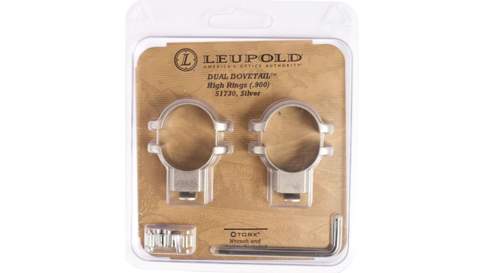 Leupold Dual Dovetail DD Rings, Universal, 1 in, High, Silver, Silver, 51730