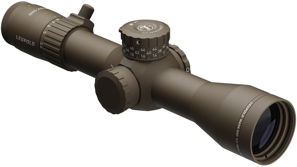 Leupold Mark 5HD 3.6-18x44 Rifle Scope, 35mm Tube, First Focal Plane, PR-1MOA, FDE, Small, 185066