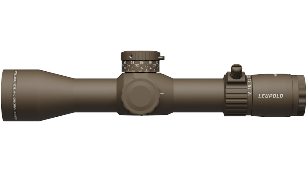 Leupold Mark 5HD 3.6-18x44 Rifle Scope, 35mm Tube, First Focal Plane, PR-1MOA, FDE, Small, 185066