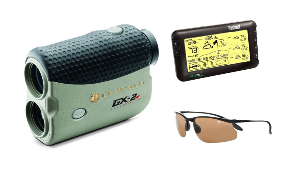 Golfer's Dream Combo - Leupold GX-2 Laser Rangefinder w/ TGR and Club Selector, Bushnell 7-Day Wireless Golf Weather Forecaster, Bolle Action Kicker Golf Sunglasses