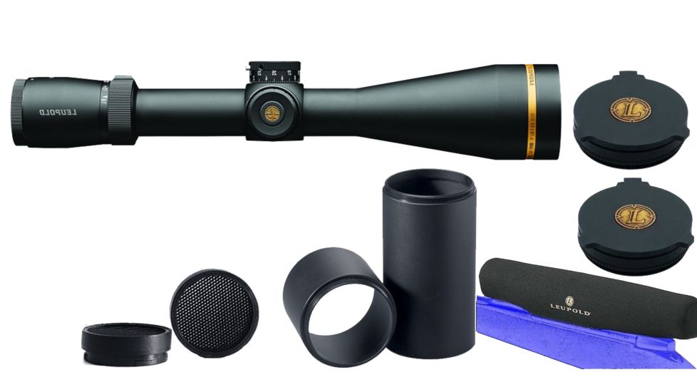 Leupold VX-6HD 3-18x50mm Rifle Scope, 30 mm Tube, SFP, Black, Matte, Red FireDot Duplex Reticle, MOA Adjustment, w/ Lens Covers,  Anti-Reflective Device, Sunshade &amp; Scope Cover, 171572-KIT1