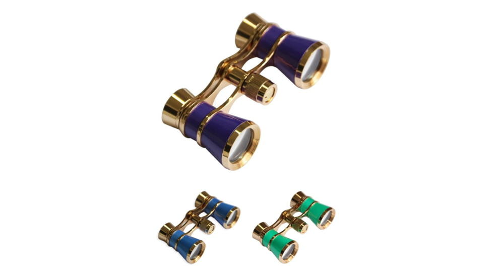 Levenhuk Broadway 325C 3x25mm Opera Glasses w/ Chain, Amethyst, Blue Wave, Lime