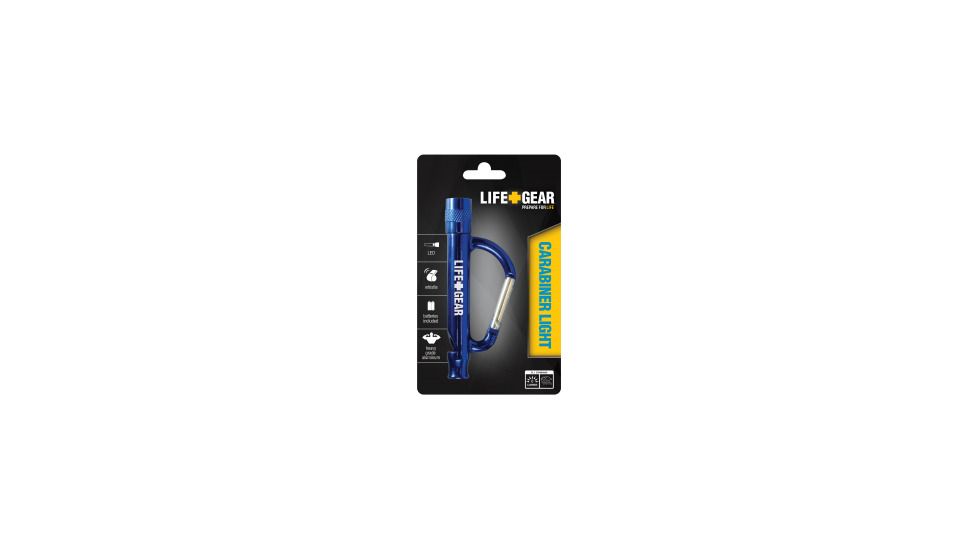 Life Gear Anodized Aluminum Carabiner + Flashlight +Whistle, Blue TG08-10132-MT3-Blue