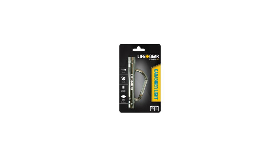Life Gear Anodized Aluminum Carabiner + Flashlight +Whistle, Silver TG08-10132-MT3-Silver