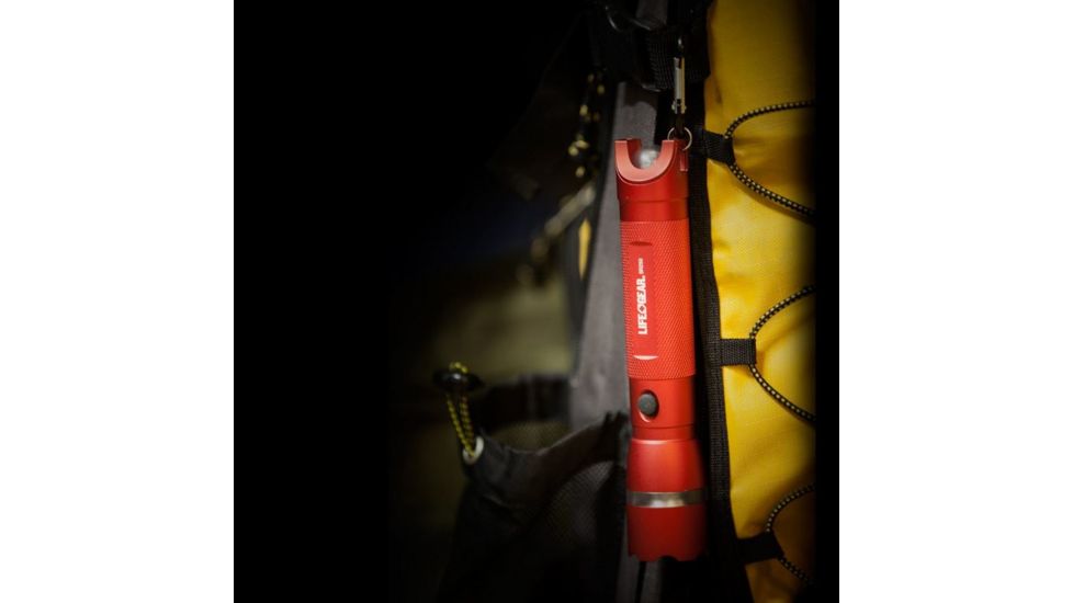 Life Gear Search Light 500 Lumens Flashlight with Emergency Signaling Beacon, Red AA35-60573-RED
