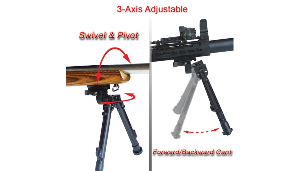 Lion Gears Scout-Pod 7in-9in Tactical Button-Lock 3-Position Folding Bi-pods, with Integrated Picatinny/Weaver Mounting Deck, LG-SP-3D06