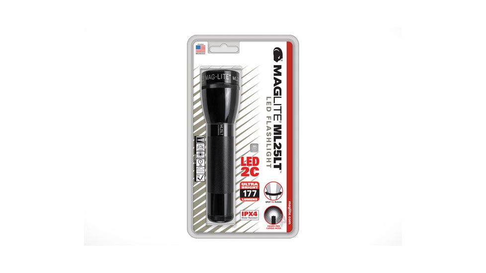 Maglite 2 Cell C Maglite Led Flashlight Display Box, BLACK, Mid Size ML25LT-S2015